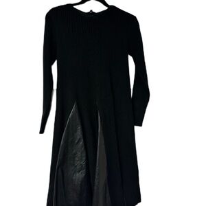Fraze girls sz 16 black sweater leather pleated dress tween party fancy casual